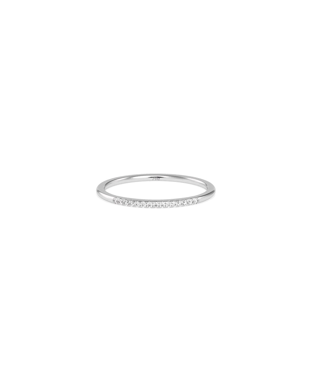 1.25 mm Diamond Ring worn on finger demonstrating delicate width and comfortable fit