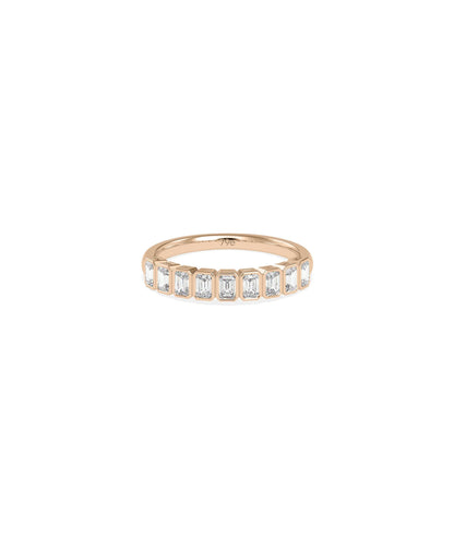Rose gold Emerald Cut Half Band Ring with Art Deco inspired emerald-cut arrangement