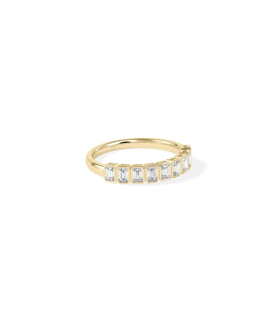 Side view Emerald Cut Half Band Ring showing 3.8mm length and half-band design