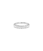 White gold Emerald Cut Half Band Ring featuring geometric emerald cuts on visible portion