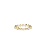 Diamond and Gold Bead Station Eternity Band Ring yellow gold with delicate details