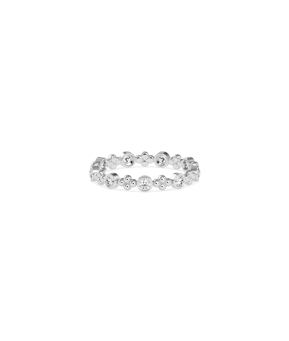 Diamond and Gold Bead Station Eternity Band Ring white gold with vintage charm