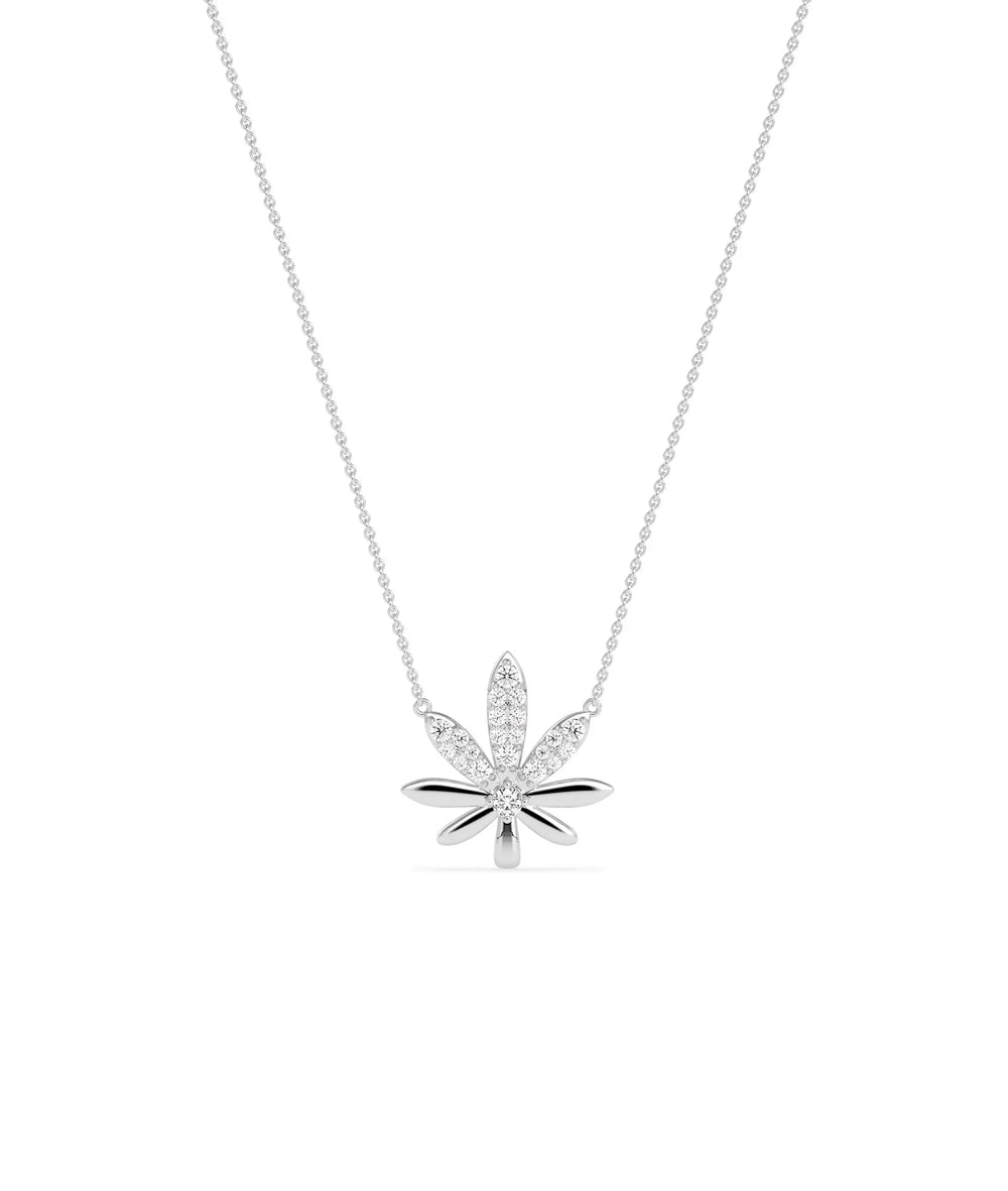 White gold Diamond Pave Leaf nature-inspired botanical symbolic design