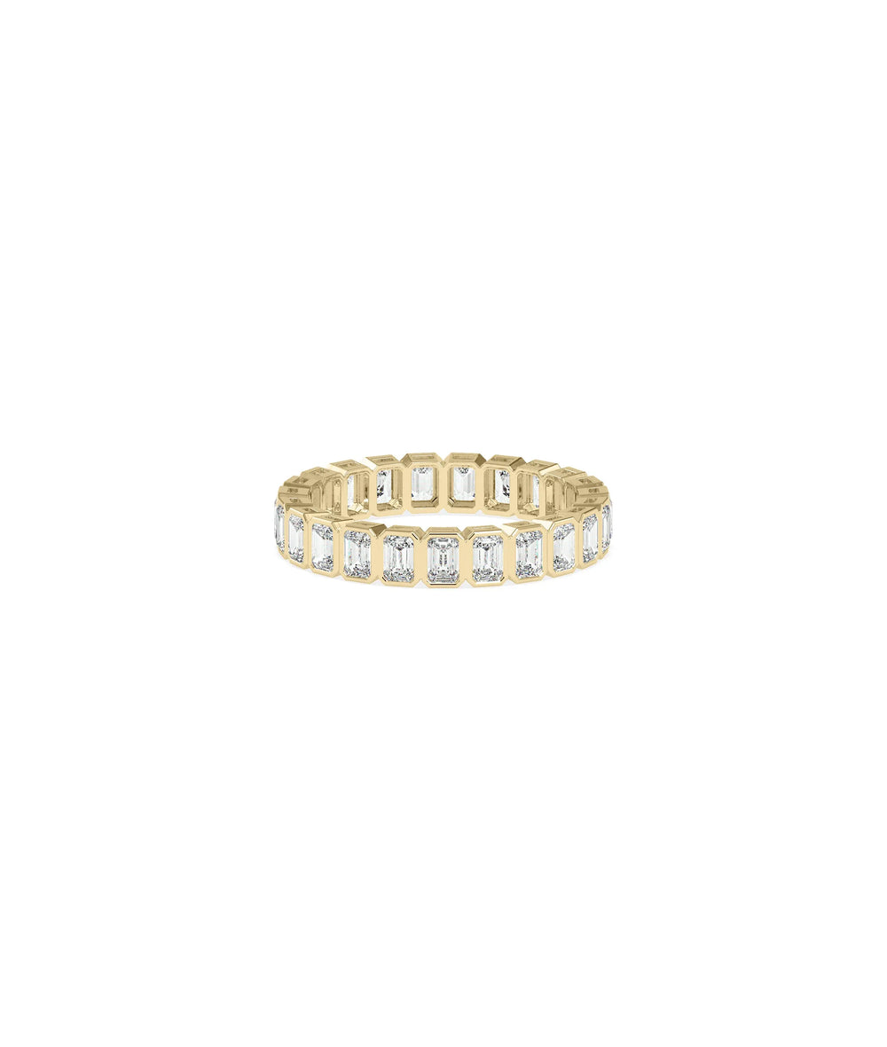 Emerald Cut Diamond Eternity Band Ring in yellow gold with continuous emerald-cut diamonds