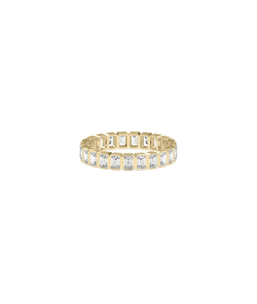 Emerald Cut Diamond Eternity Band Ring in yellow gold with continuous emerald-cut diamonds