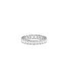 White gold Emerald Cut Diamond Eternity Band Ring featuring geometric emerald-cut circle