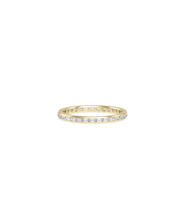 Baguette Diamond Channel Set Eternity Band Ring in yellow gold with channel-set baguettes