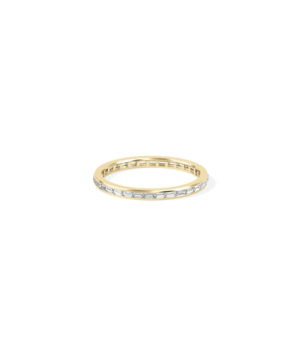 Side view Baguette Diamond Channel Set Eternity Band Ring showing delicate 1.6mm width alternate view