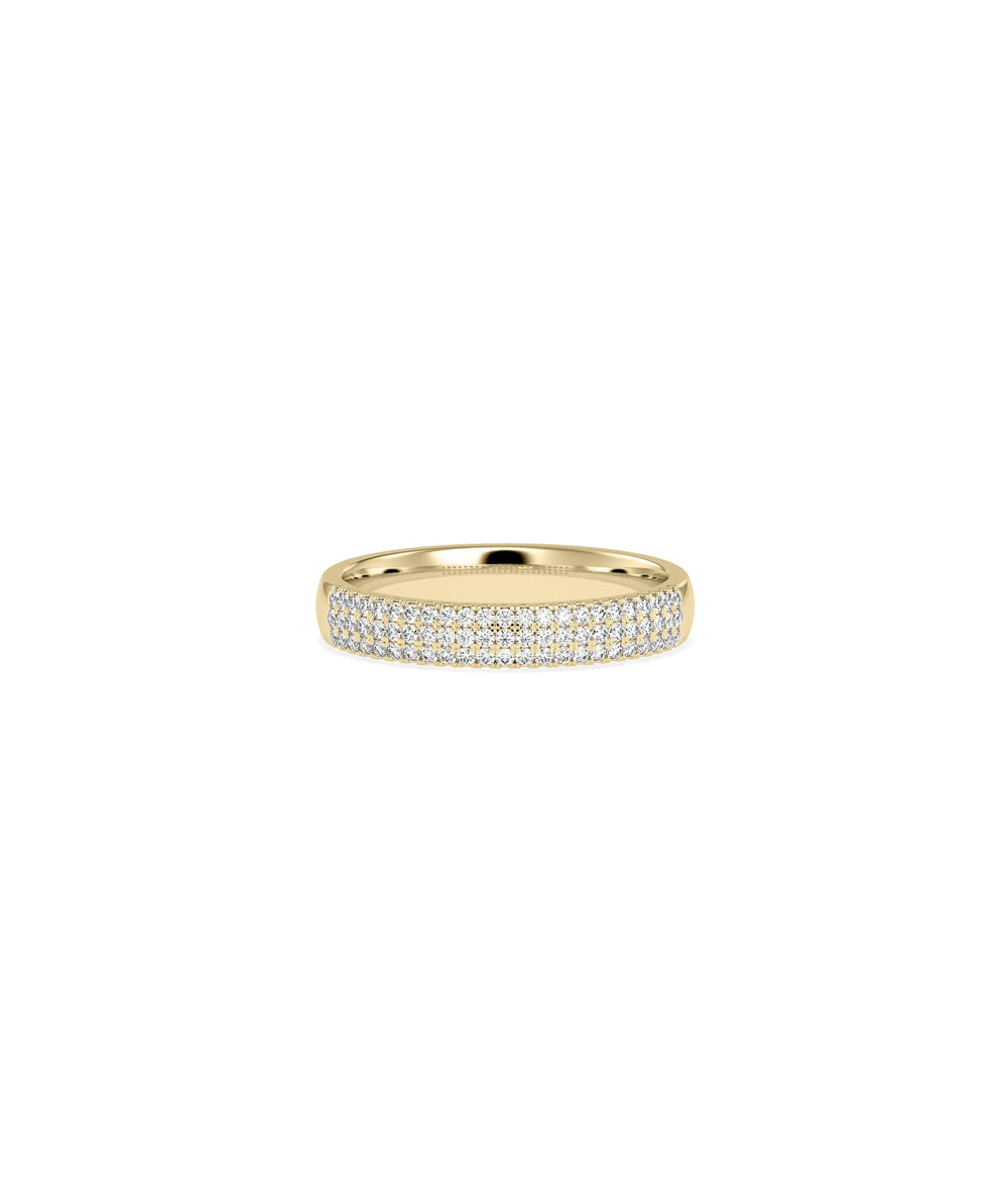 3 Row Diamond Pave Band Ring - 79e | Everyday 14K Gold Jewelry