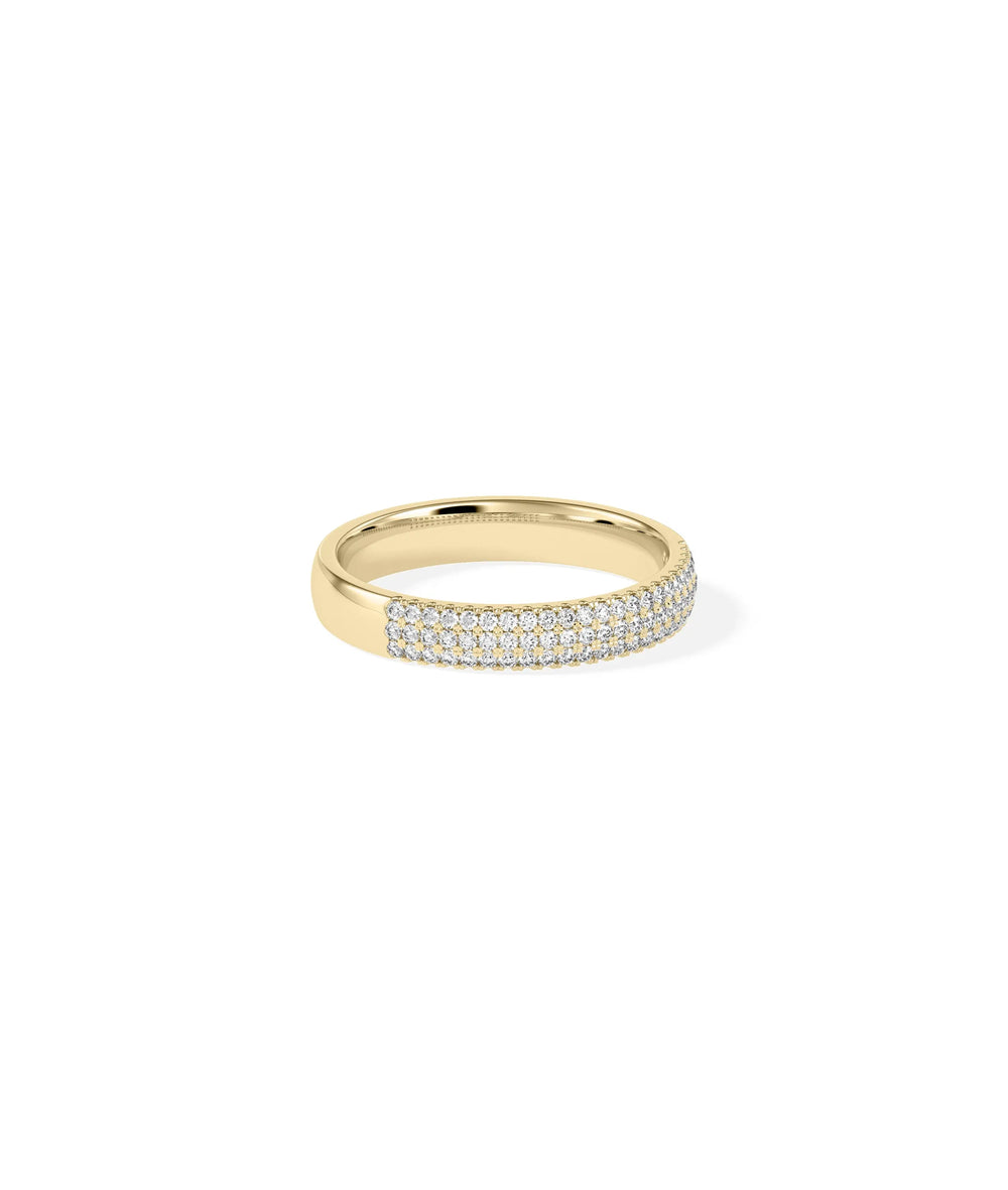 3 Row Diamond Pave Band Ring - 79e | Everyday 14K Gold Jewelry
