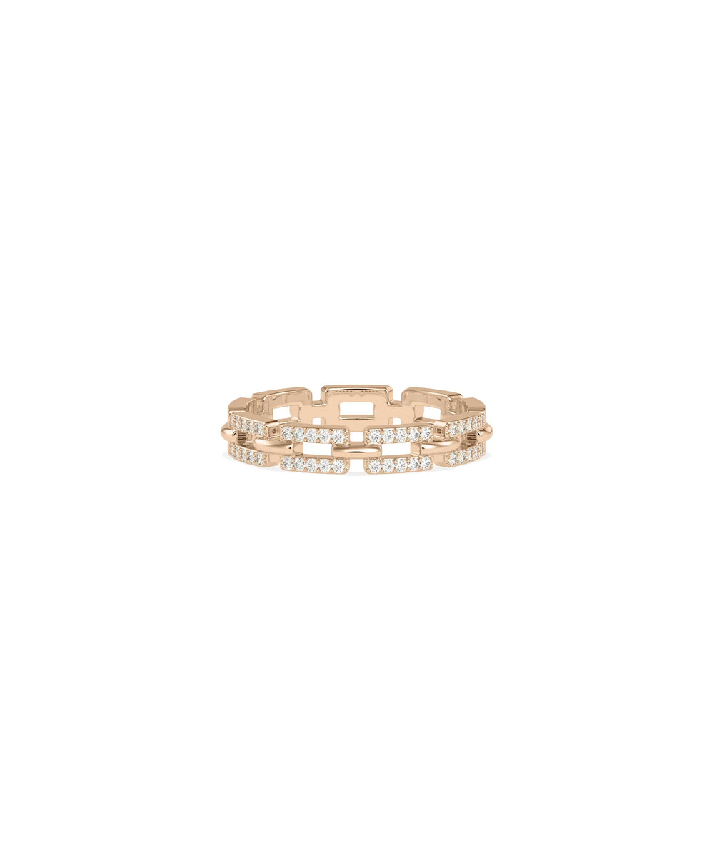 Rose gold Diamond Link Eternity Ring with diamond-adorned interlocking links