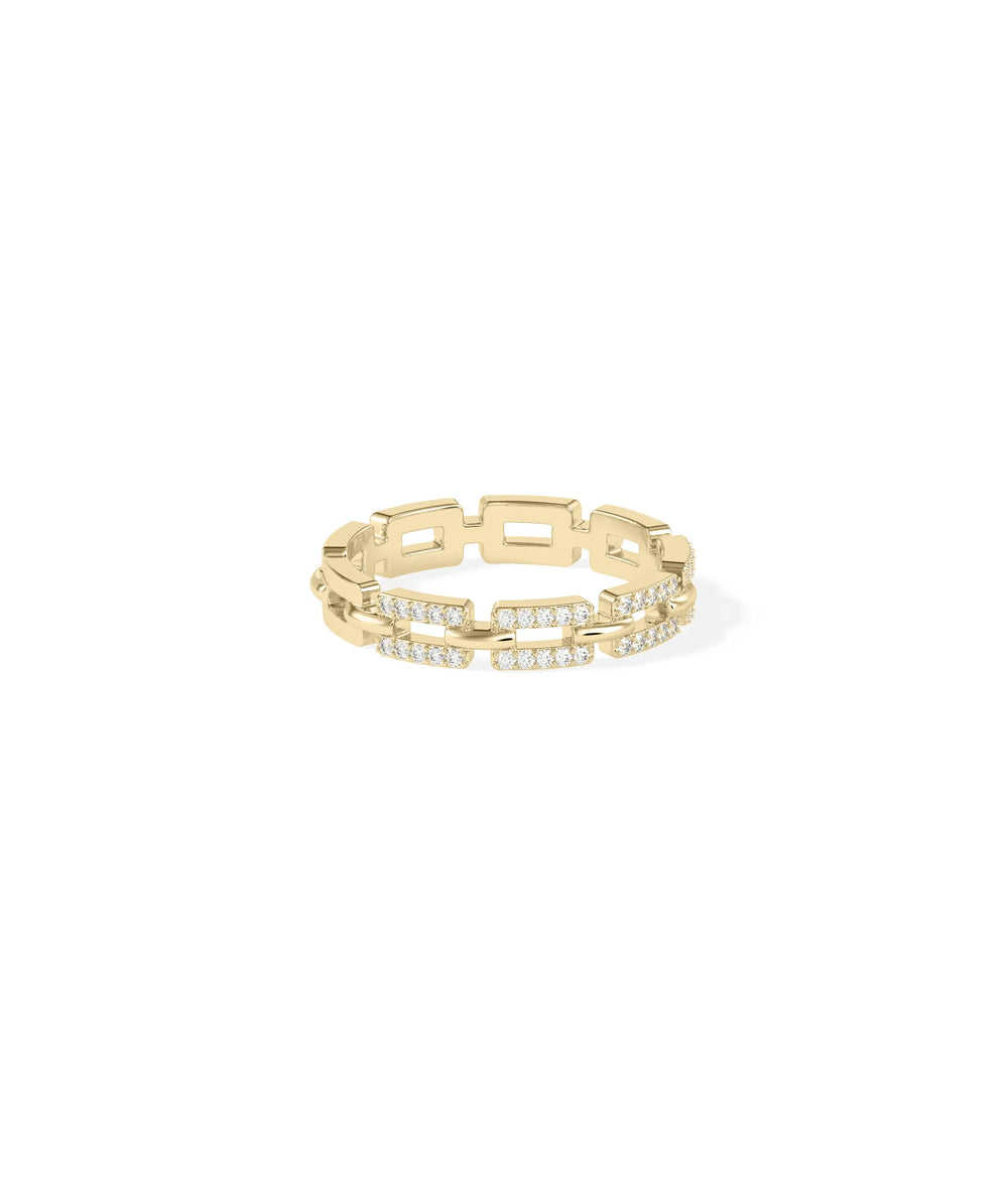 Side view Diamond Link Eternity Ring showing 3.8mm width and connected link design