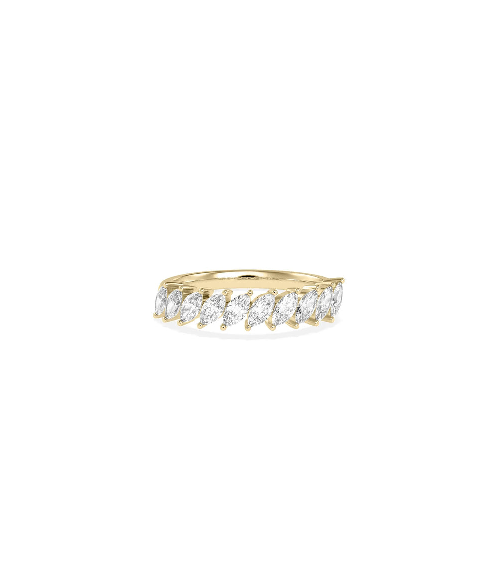 Diamond Marquise Band Ring in yellow gold with elegant marquise-cut diamond arrangement