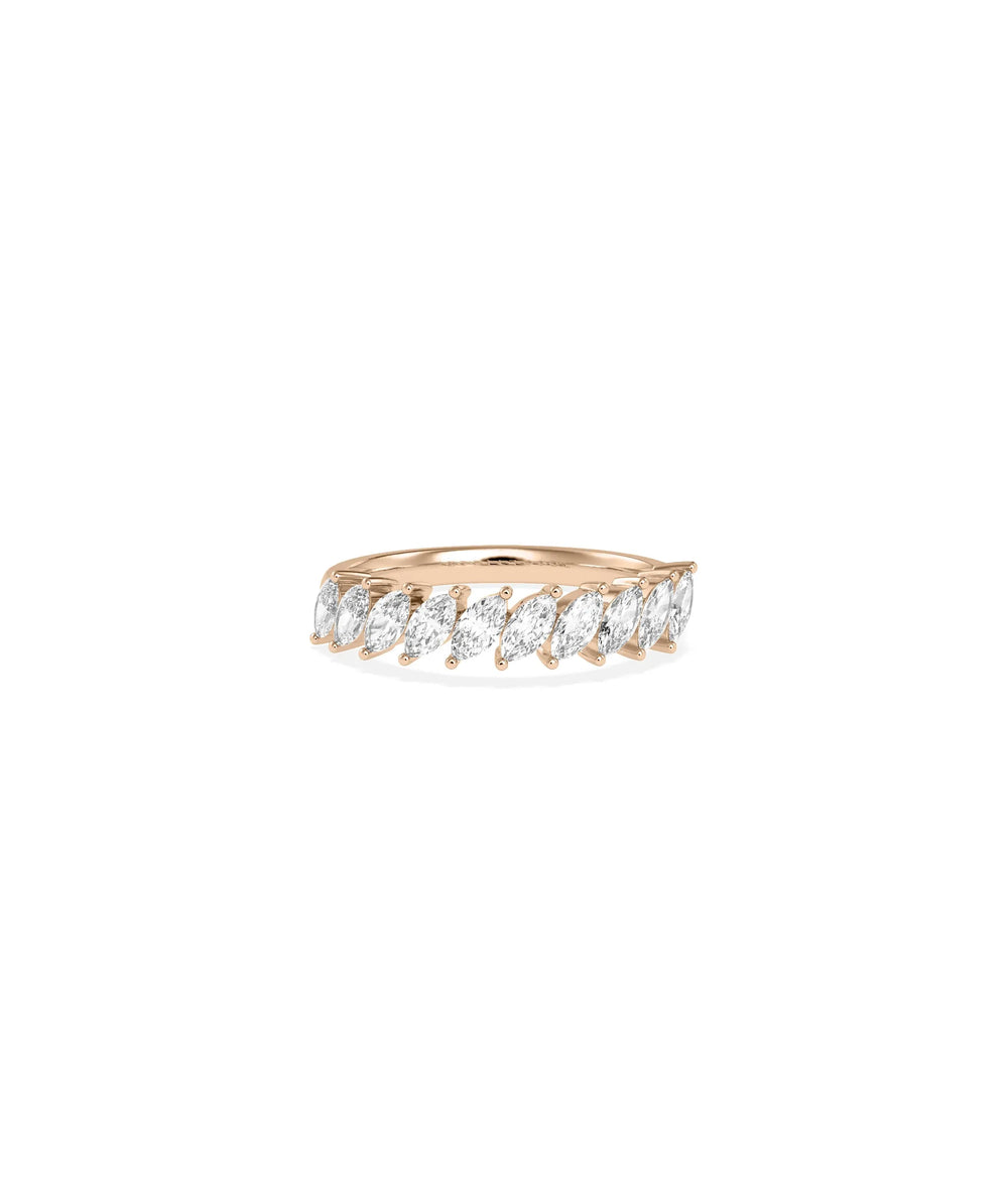 Rose gold Diamond Marquise Band Ring with sophisticated marquise diamond pattern