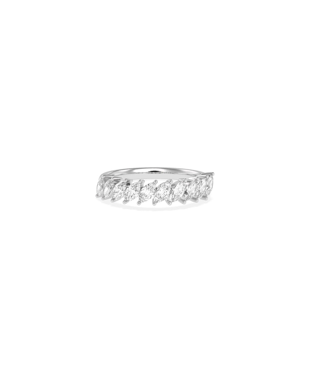 White gold Diamond Marquise Band Ring featuring distinctive elongated marquise cuts