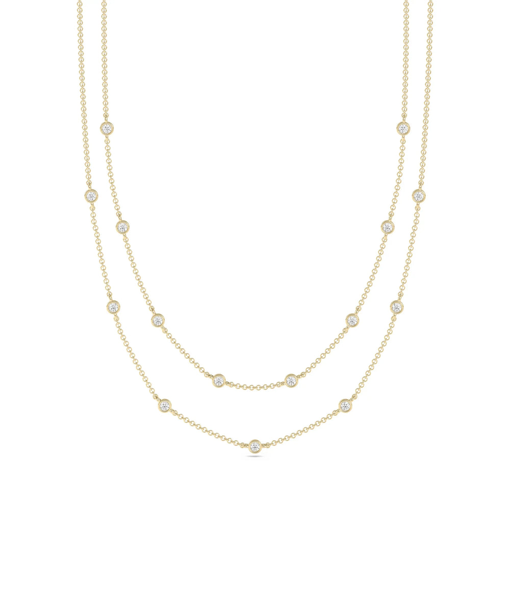 Layered Diamond Bezel Station yellow gold modern dimensional sophisticated