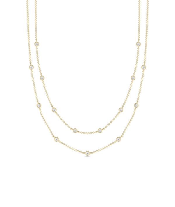 Layered Diamond Bezel Station yellow gold modern dimensional sophisticated