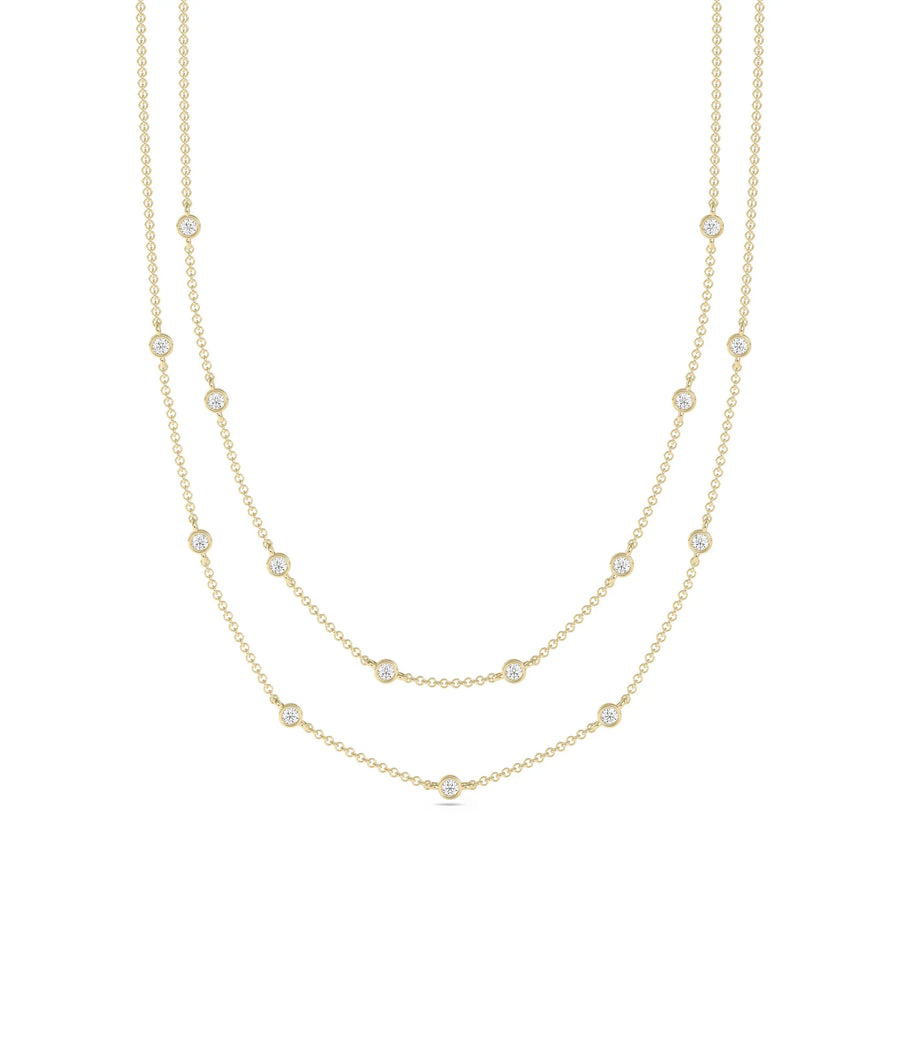 Layered Diamond Bezel Station yellow gold modern dimensional sophisticated