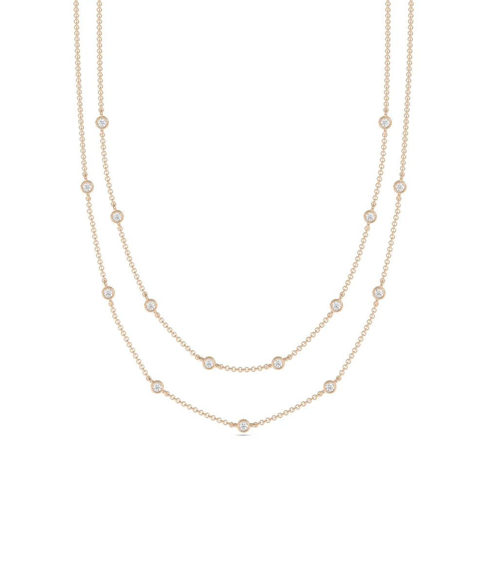 Rose gold Layered Diamond Bezel Station featuring dimensional sparkle