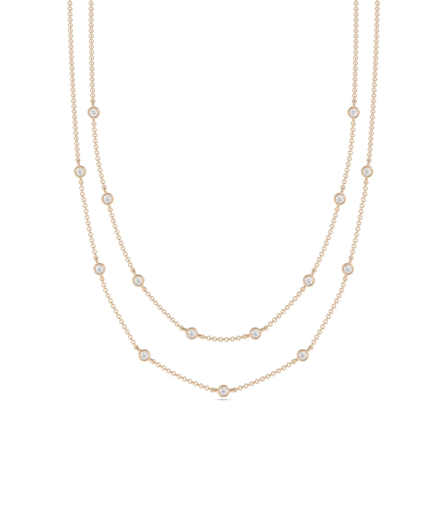 Rose gold Layered Diamond Bezel Station featuring dimensional sparkle