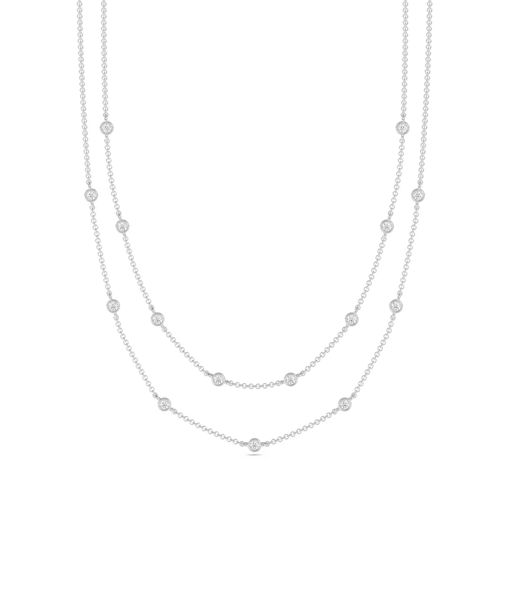 White gold Layered Diamond Bezel Station modern design