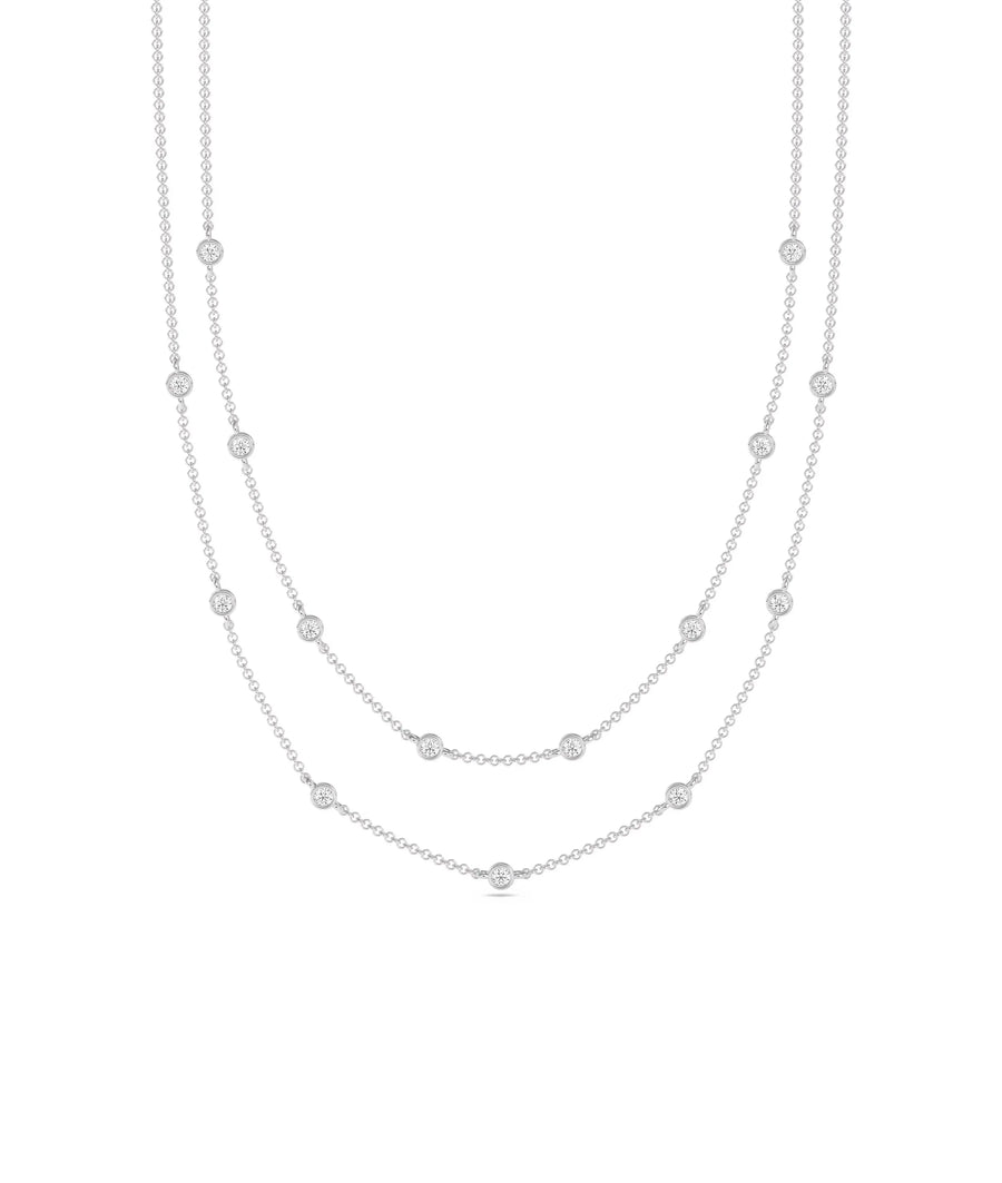 White gold Layered Diamond Bezel Station modern design
