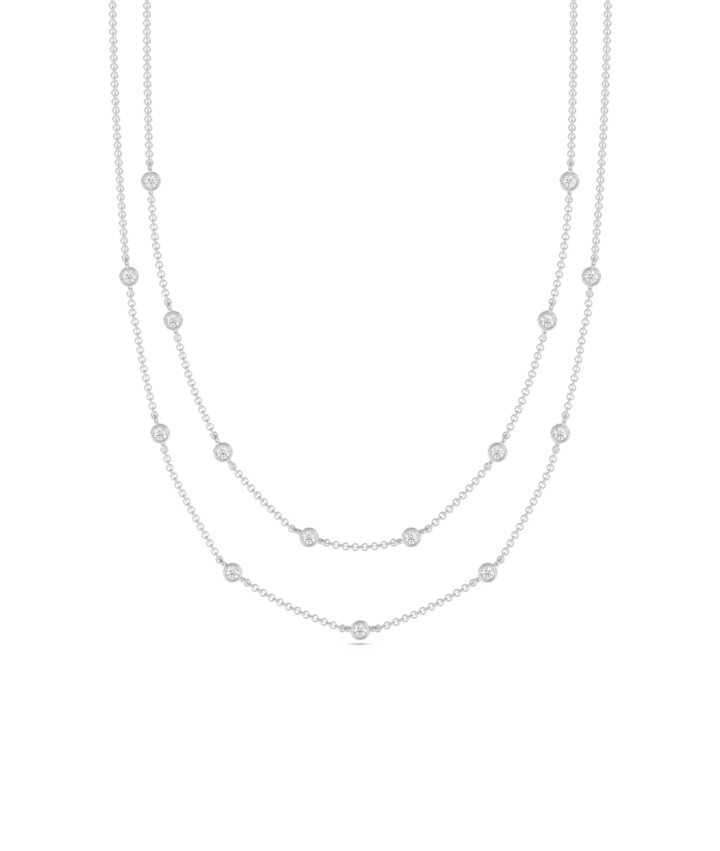 White gold Layered Diamond Bezel Station modern design