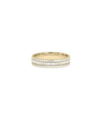 Diamond Baguette and Line Band Ring in yellow gold with mixed baguette and round diamonds