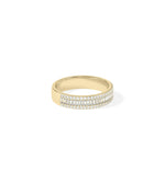 Side view Diamond Baguette and Line Band Ring showing substantial 5mm bold width
