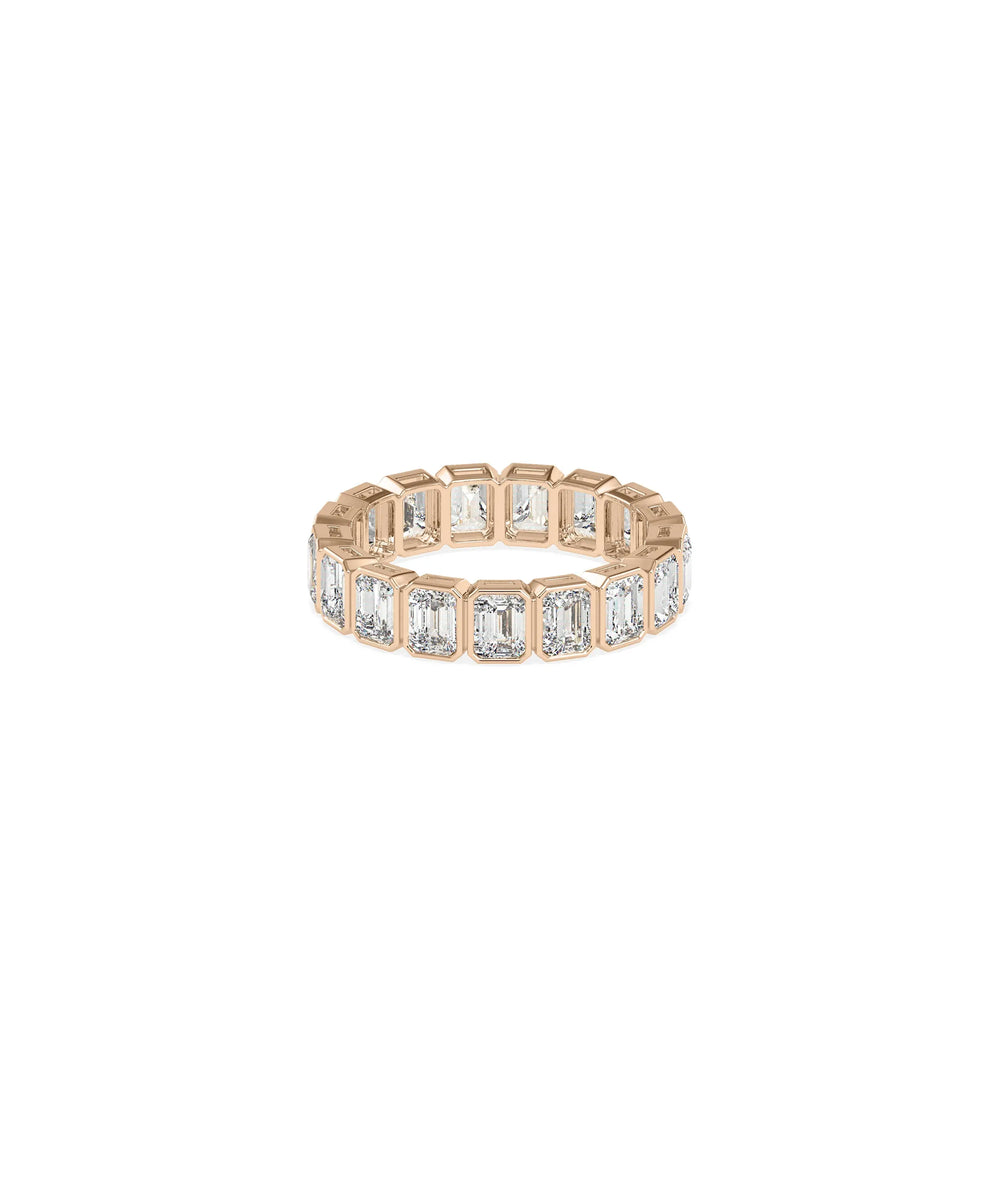 Rose gold Emerald Cut Eternity Band Ring with Art Deco inspired emerald cuts