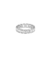 White gold Emerald Cut Eternity Band Ring featuring geometric emerald-cut circle