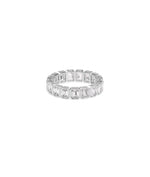 White gold Emerald Cut Eternity Band Ring featuring geometric emerald-cut circle