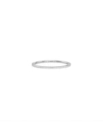 Diamond Eternity Band Ring worn on finger demonstrating delicate 1.10mm width and radiance
