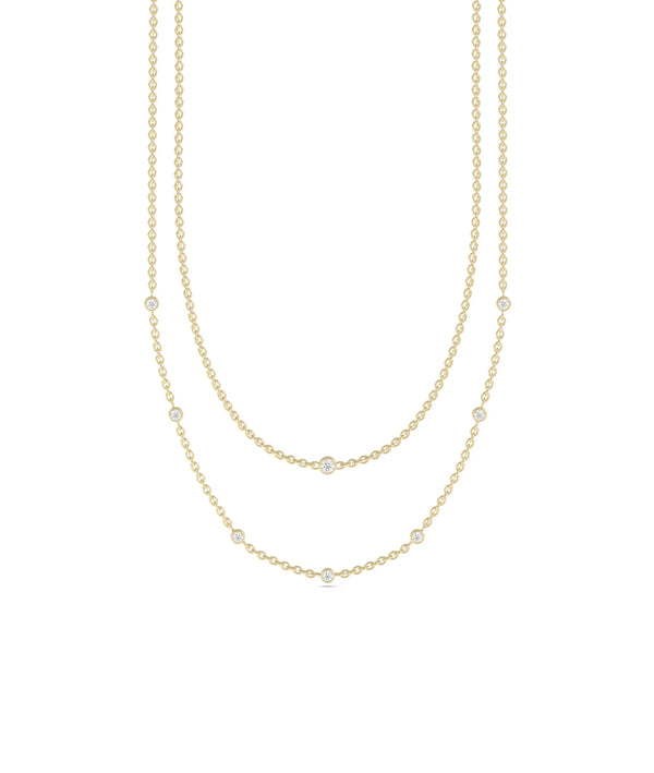 Layered Diamond Bezel Station yellow gold modern dimensional sophisticated