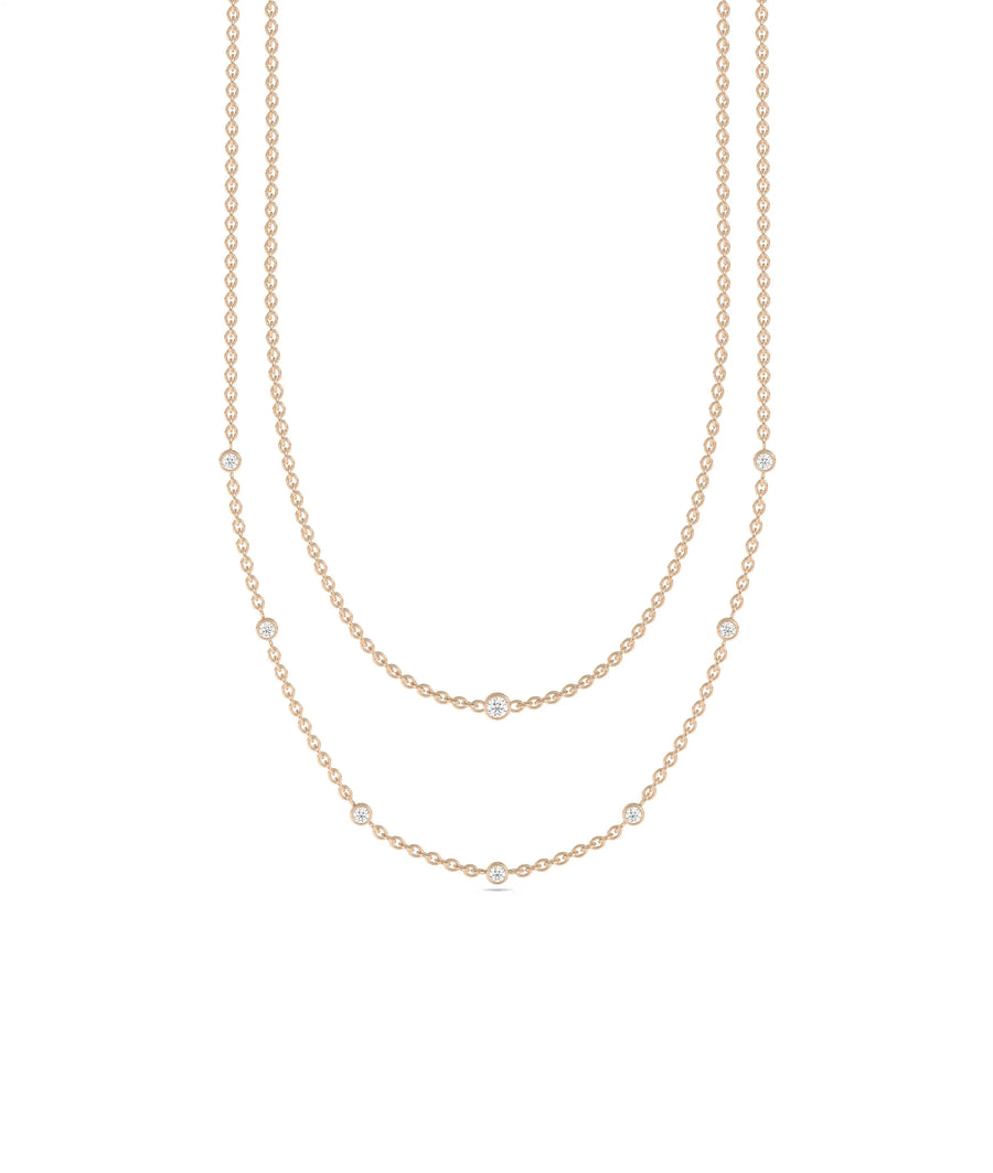 Rose gold Layered Diamond Bezel Station featuring dimensional sparkle