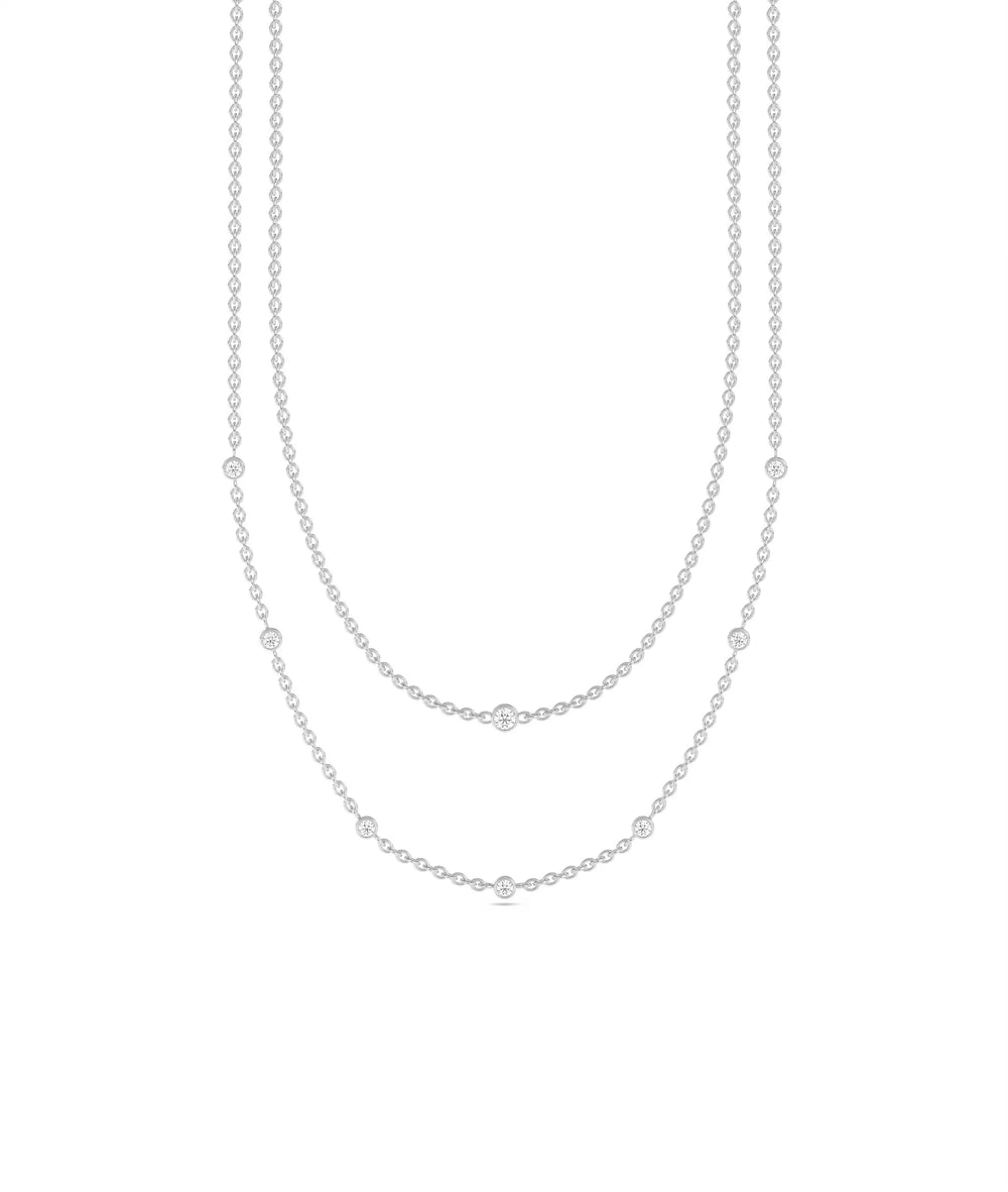 White gold Layered Diamond Bezel Station modern design