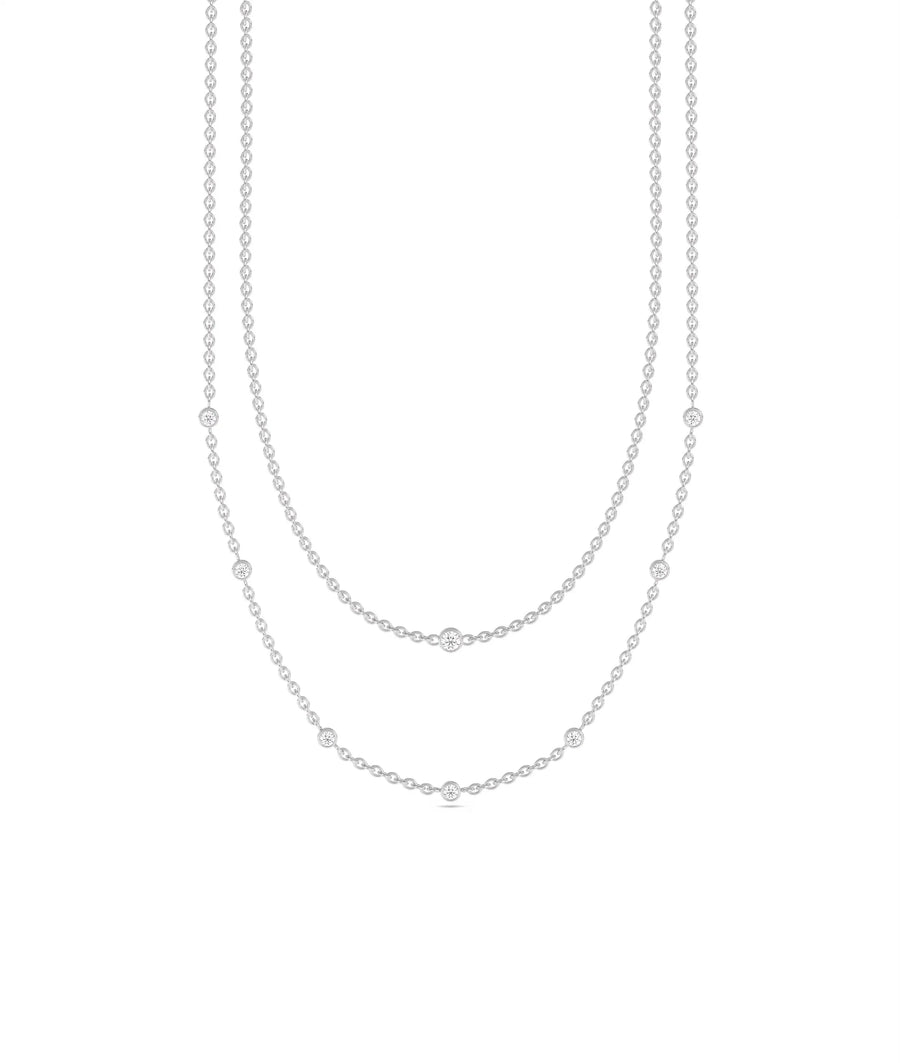 White gold Layered Diamond Bezel Station modern design