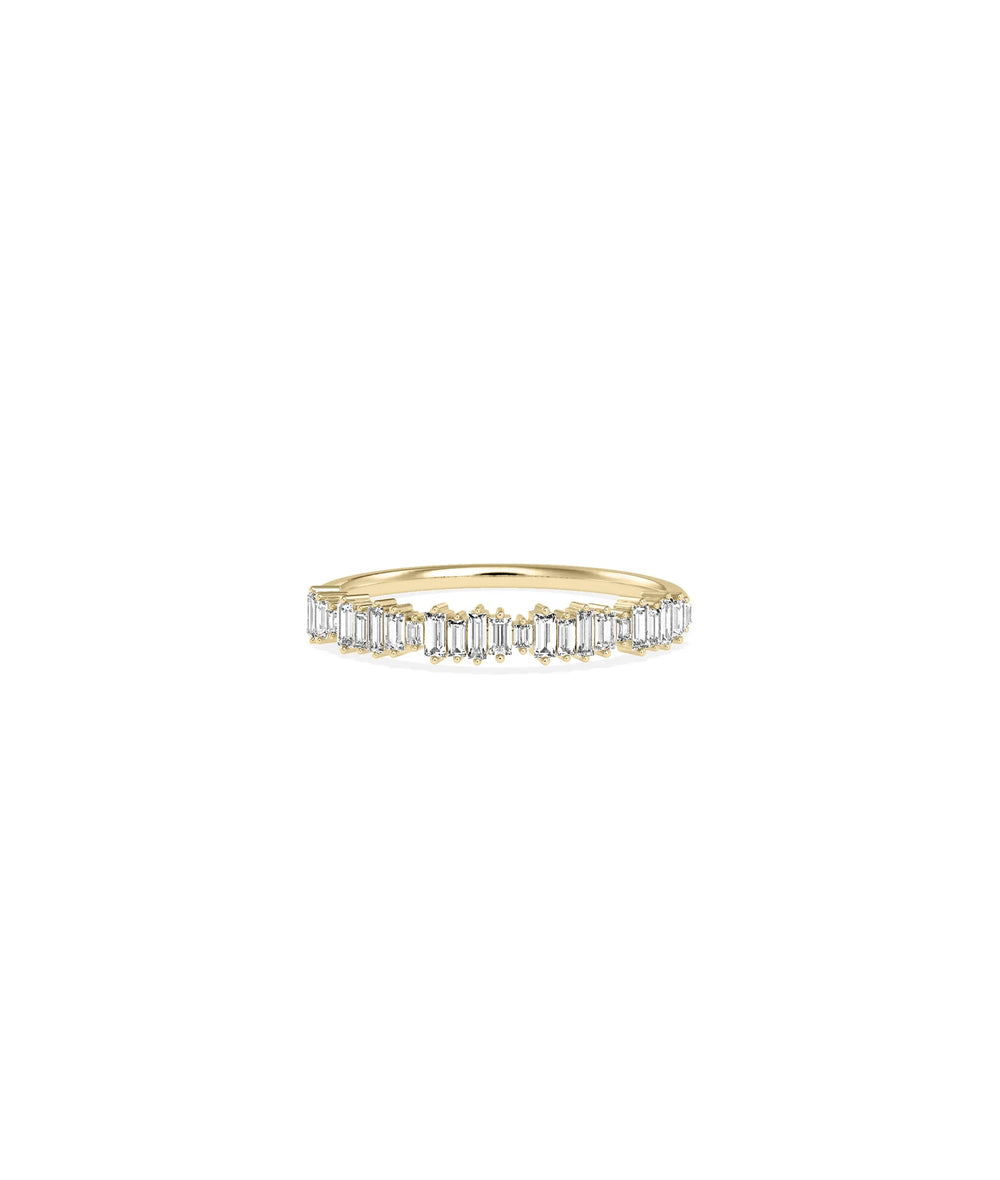 Diamond Baguette Line Band Ring yellow gold showing rectangular diamond line
