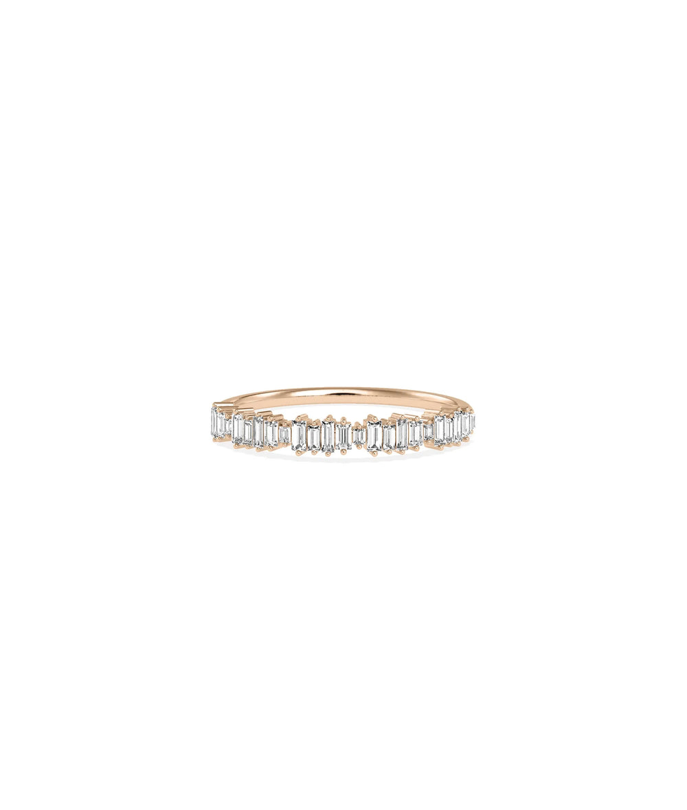 Diamond Baguette Line Band Ring rose gold with architectural diamond arrangement