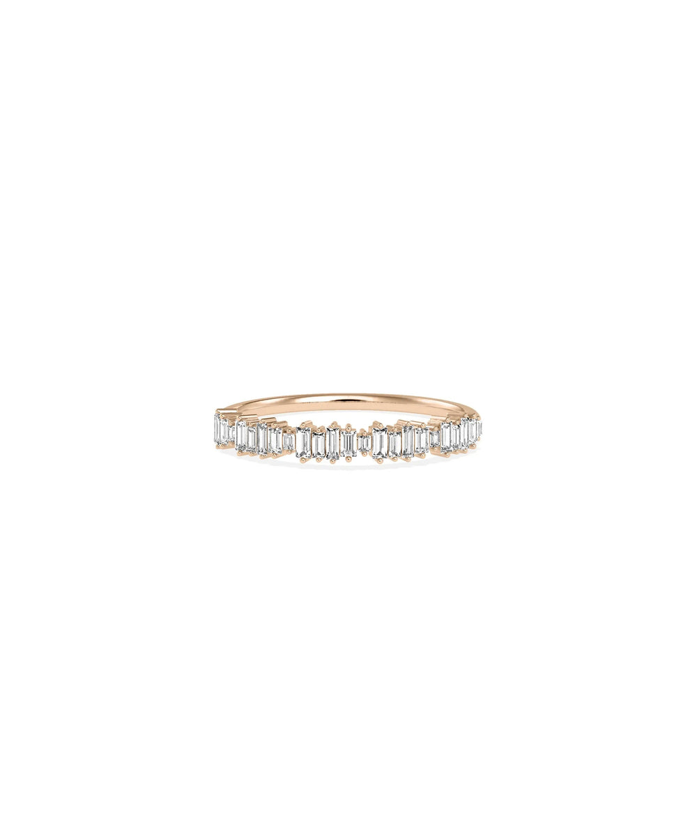 Diamond Baguette Line Band Ring rose gold with architectural diamond arrangement