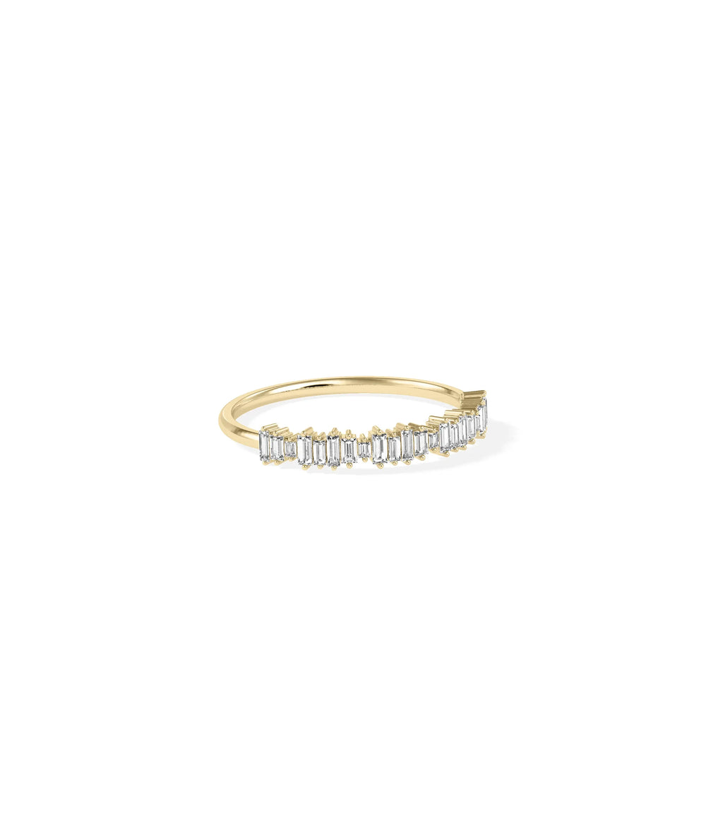 Diamond Baguette Line Band Ring side view displaying slim 1.3mm profile