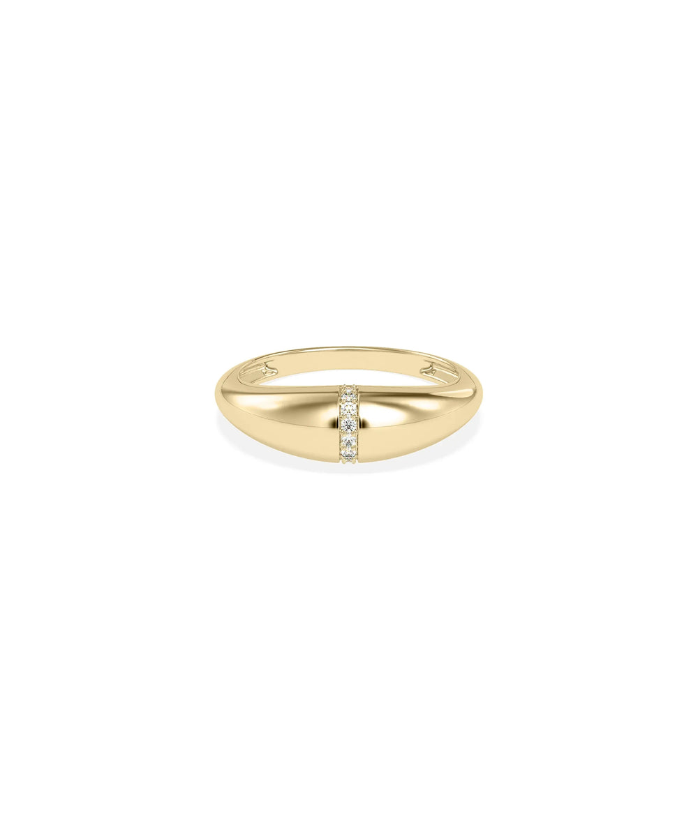 Diamond Line Dome Band Ring yellow gold front view showing domed profile