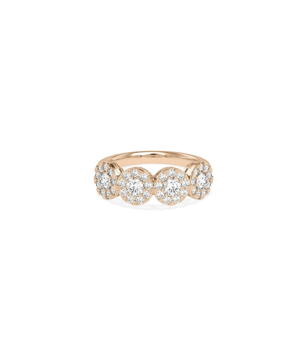 Diamond Cluster Round Band Ring rose gold with brilliant cluster sparkle