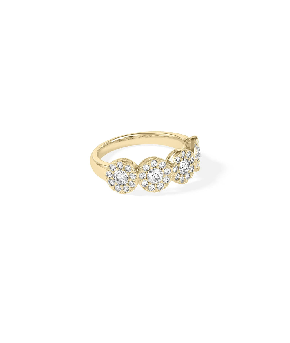 Diamond Cluster Round Band Ring side profile displaying 7mm band width