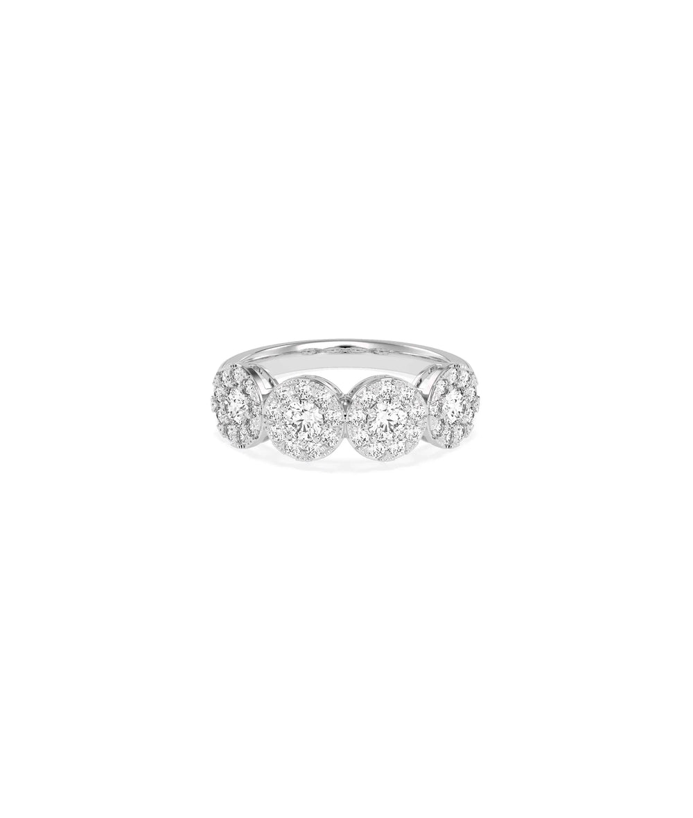 Diamond Cluster Round Band Ring white gold featuring round diamond arrangement