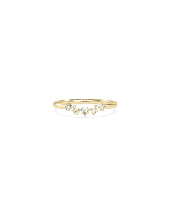 Curved Diamond Band Ring yellow gold front view showing contoured profile