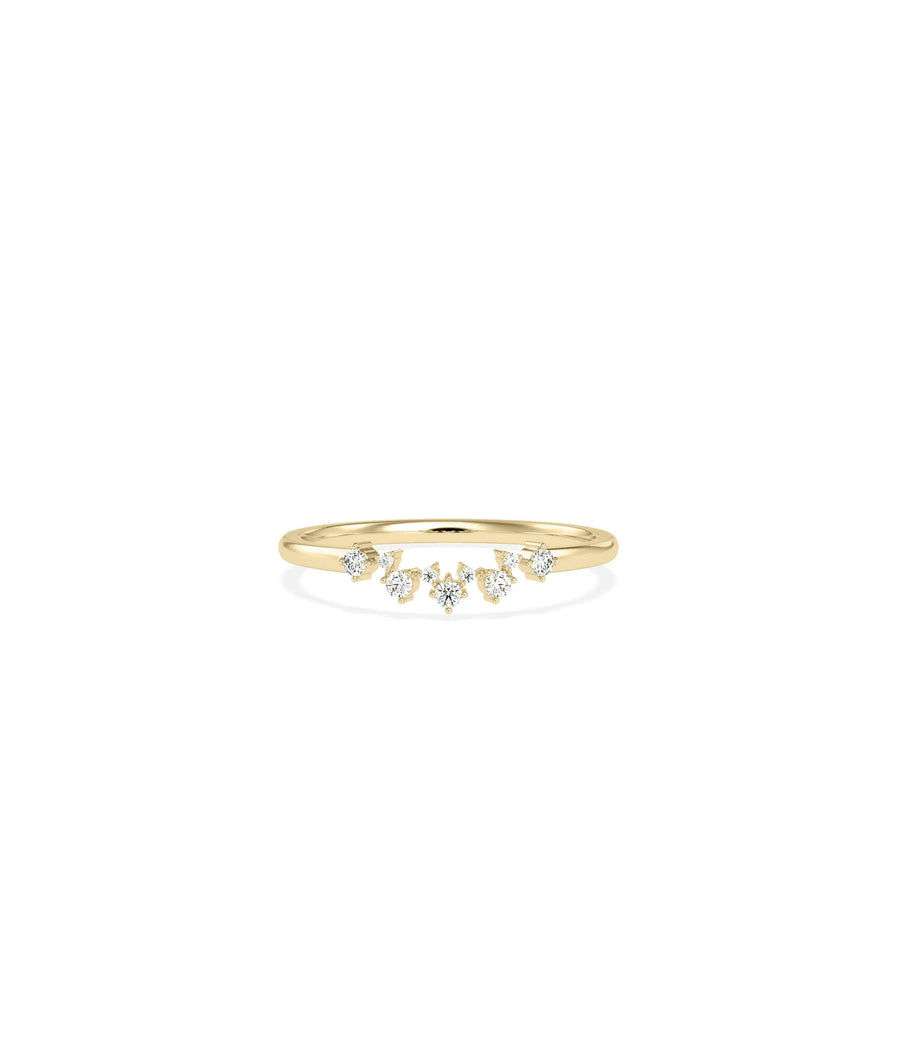 Curved Diamond Band Ring yellow gold front view showing contoured profile