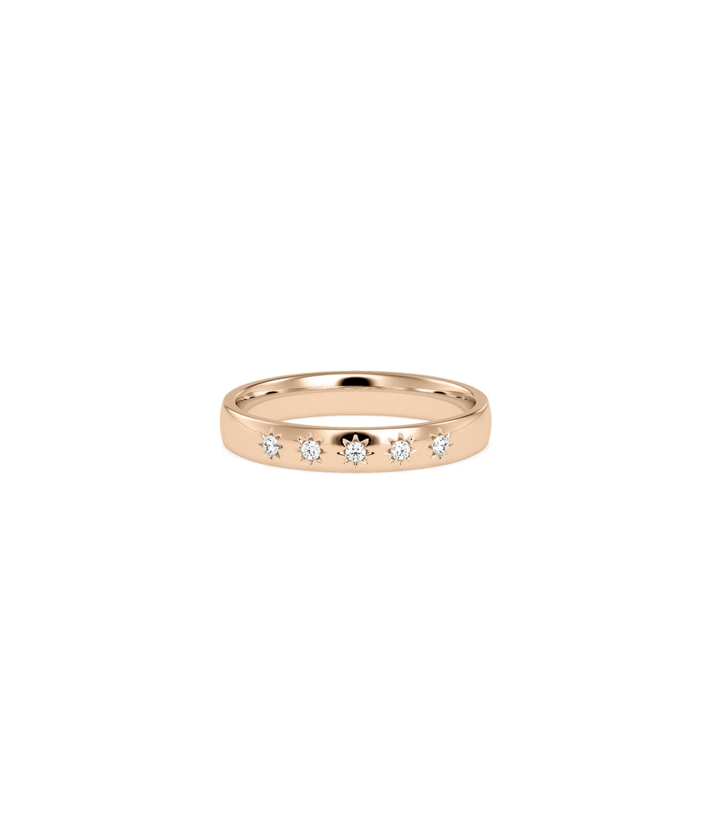 Diamond Star Burst Band Ring rose gold featuring sparkling star motif