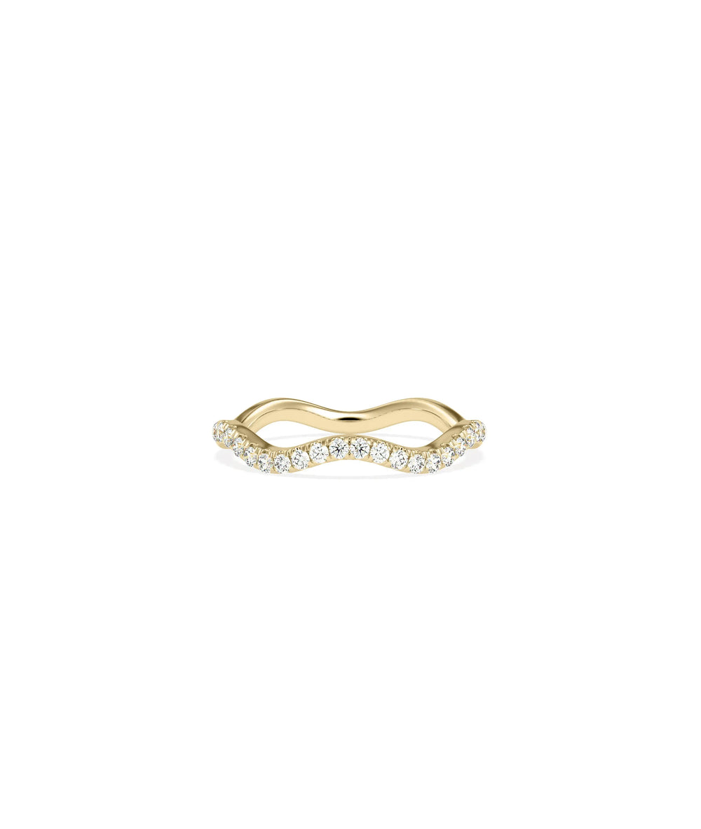 Diamond Swirl Eternity Ring yellow gold front view showing continuous pattern