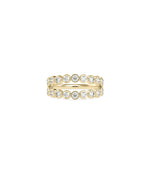 2 Row Diamond Bezel Set Ring yellow gold showcasing dual parallel diamond rows